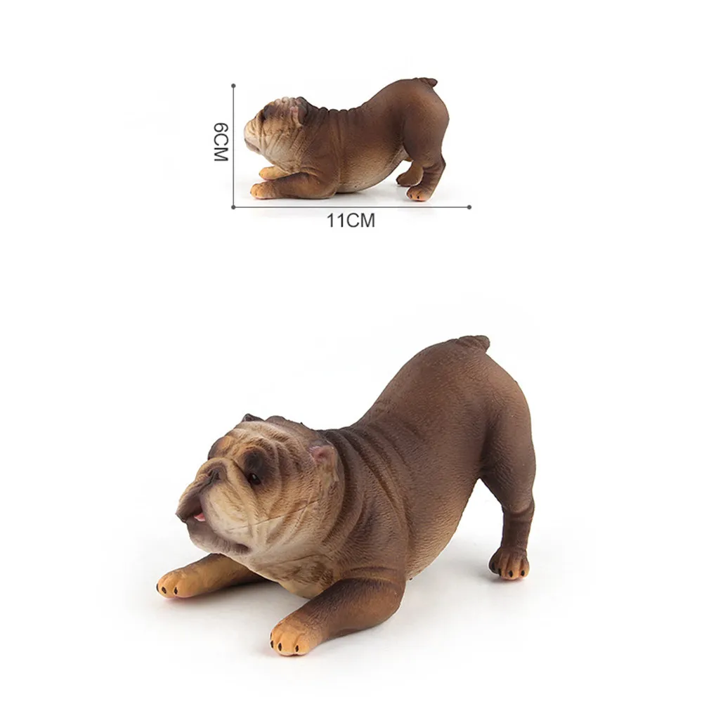 2Pcs Animal Simulation Dog Figures Plastic Bulldog Sculptures Home Office Decoration Kids Gift Fun Realistic Desktop Adornment