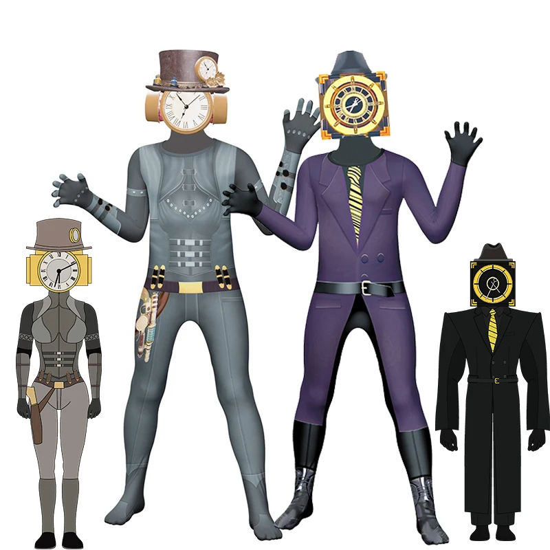 Jongens Spel Skibidi Toiletten Grote Clockman Cosplay Meisje Clockwoman Halloween Kostuum Voor Kinderen