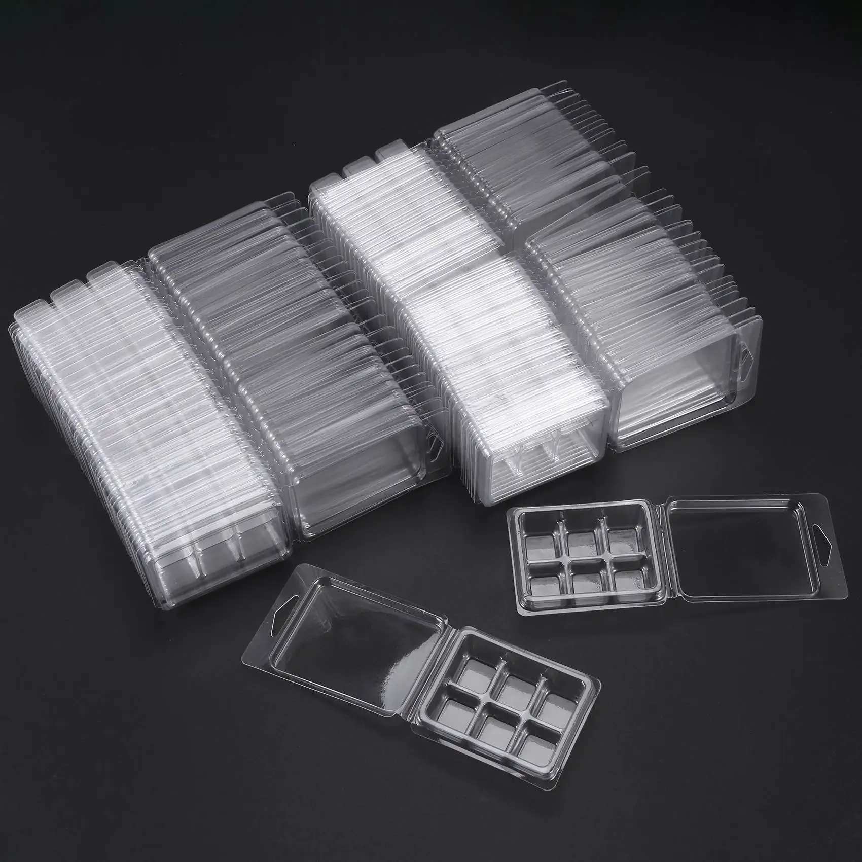 

100 Packs Wax Melt Clamshells Molds Square, 6 Cavity Clear Plastic Cube Tray For Candle-Making & Soap Limited Time Offer