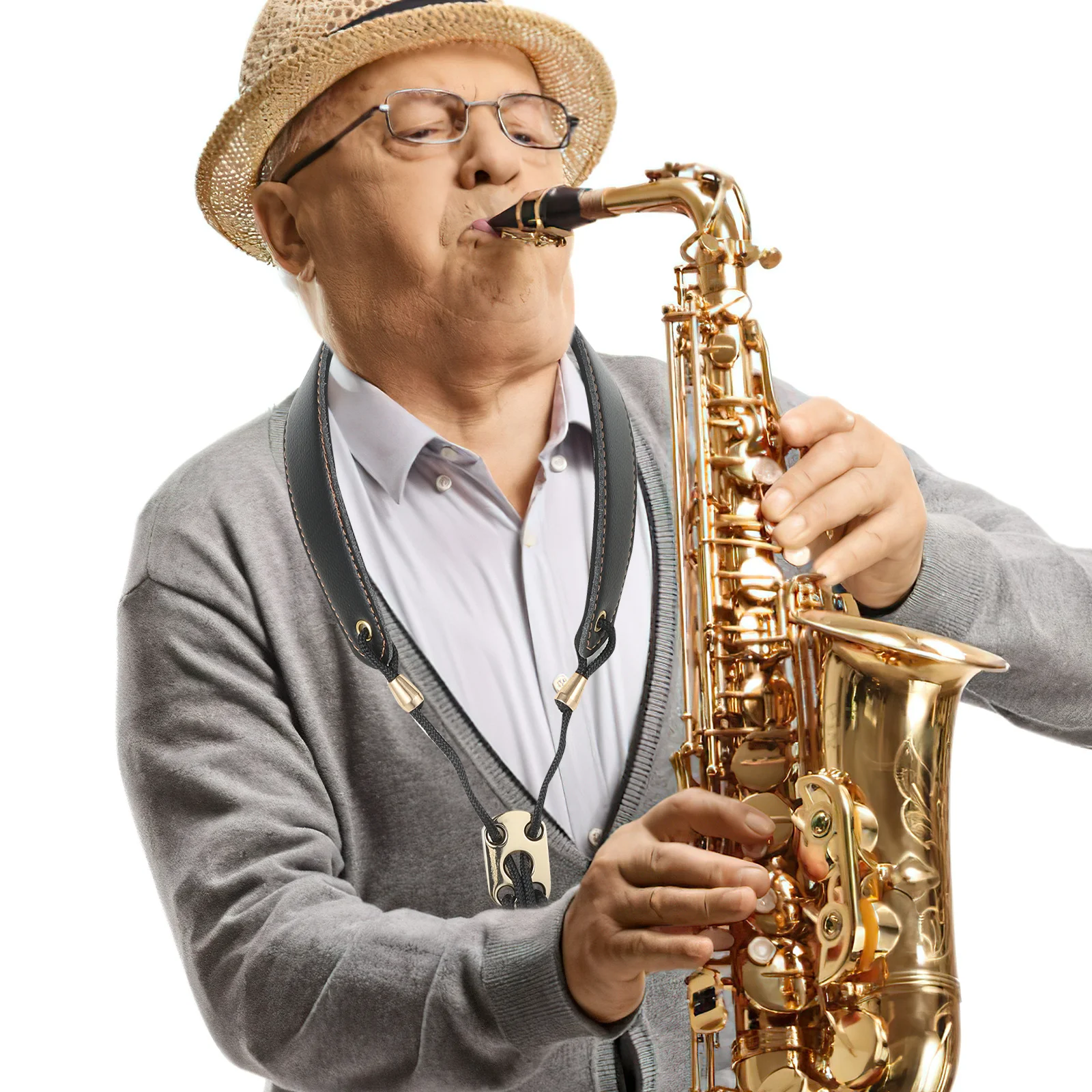 

1Pcs Saxophone Shoulder Strap Black Comfortable Thickened Adjustable Neck Strap for Professional and Beginner Sax Players