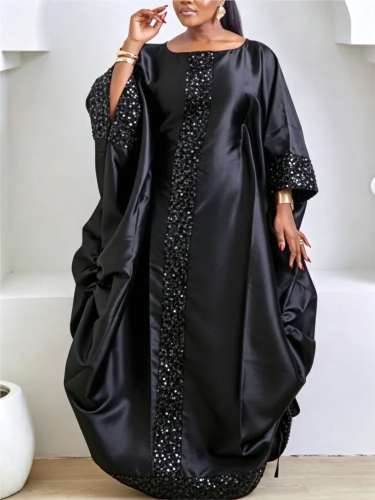 Plus Size Elegant African Dresses For Women Muslim Fashion Boubou Dashiki Ankara Outfit Evening Gown Abayas Kaftan Scarf Robe