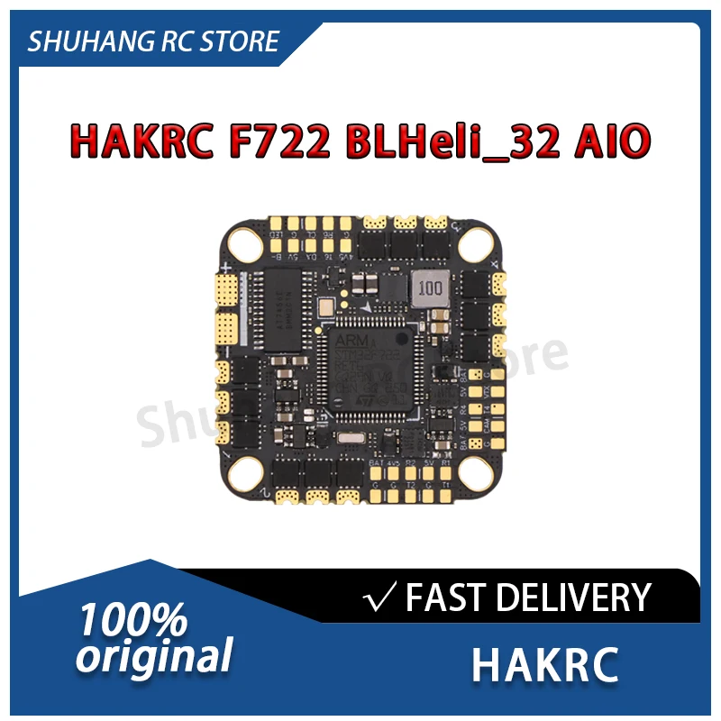 

HAKRC F722 BLHeli_32 AIO Flight Controller Black Box Dual Gyro TVC Telemetry 2S-6S for FPV Freestyle Drone RC Model DIY