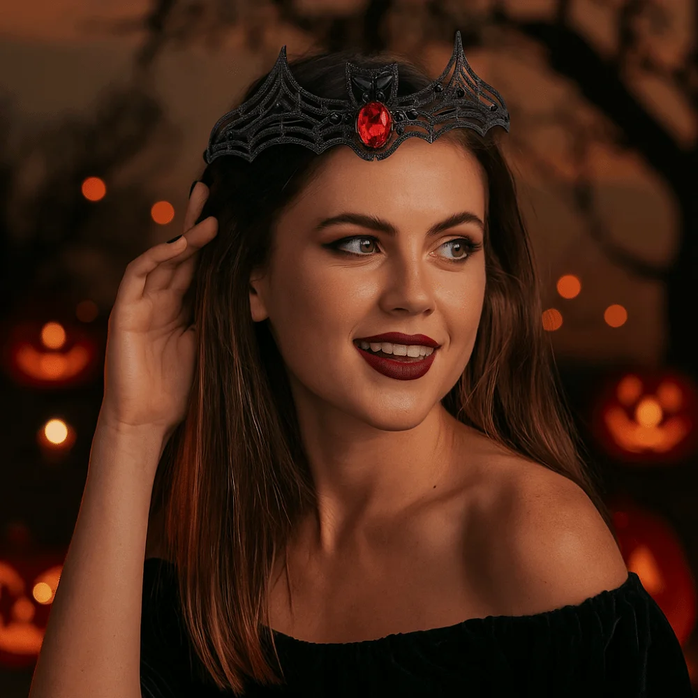 

Temperament Metal Halloween Bat Hairband Sparkling Dark Rhinestone Crowns Korean Style Cosplay Props Halloween Tiara Party