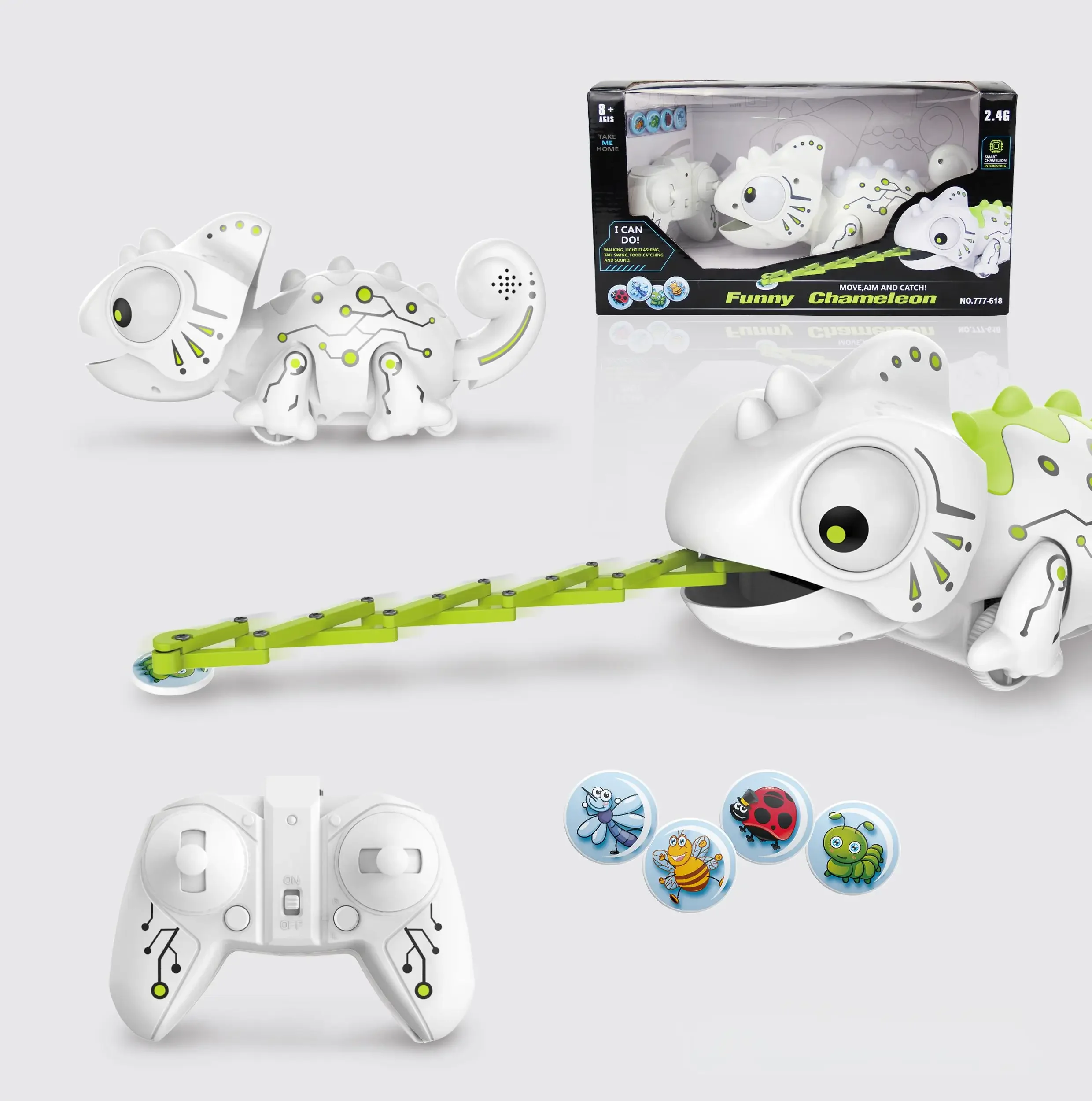 RC Chameleon 2.4G ไดโนบอทอัจฉริยะ ของเล่นรีโมทคอนโทรล รถเลี้ยงสัตว์เลื้อยคลานไฟฟ้า หุ่นยนต์สัตว์ ของขวัญสำหรับเด็ก