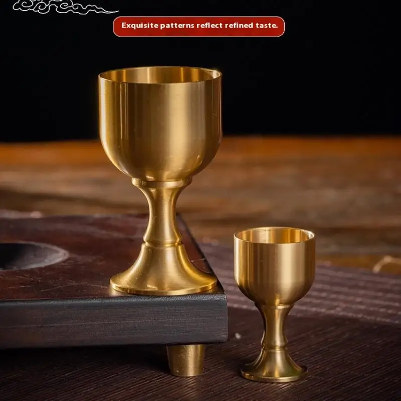 النحاس كأس للنبيذ كأس منضدية صغيرة طلقة النحاس الحرف الأحمر الأبيض النبيذ البوق النحاس الديكور لمطعم #3