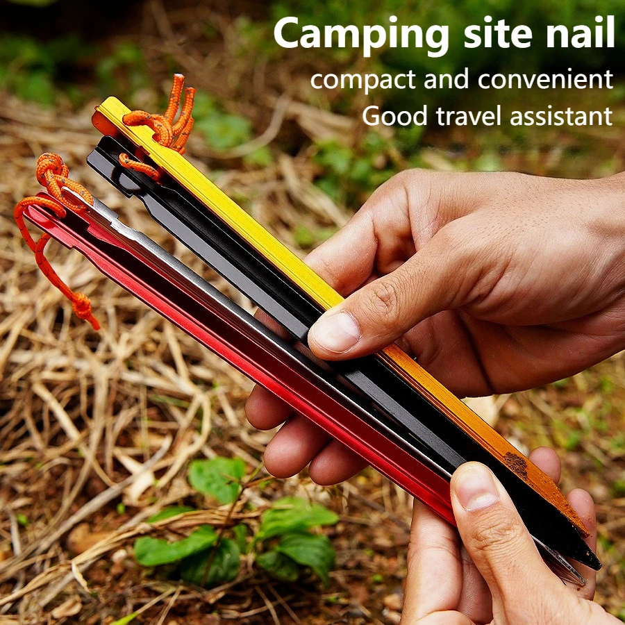 المظلة أوتاد خيمة سبائك الألومنيوم في الهواء الطلق حديقة حصص الأرض مسمار مع الحبل للتخييم الظهر خيمة للتنزه الملحقات