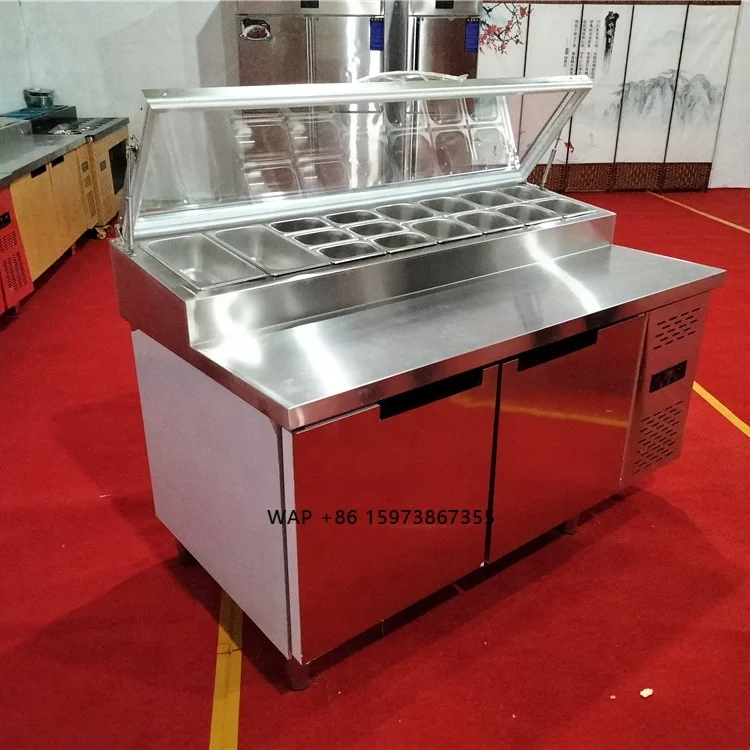 Sandwich Preparation Table Refrigerated/Pizza Preparation Table Commercial/Salad Refrigerator on the Counter