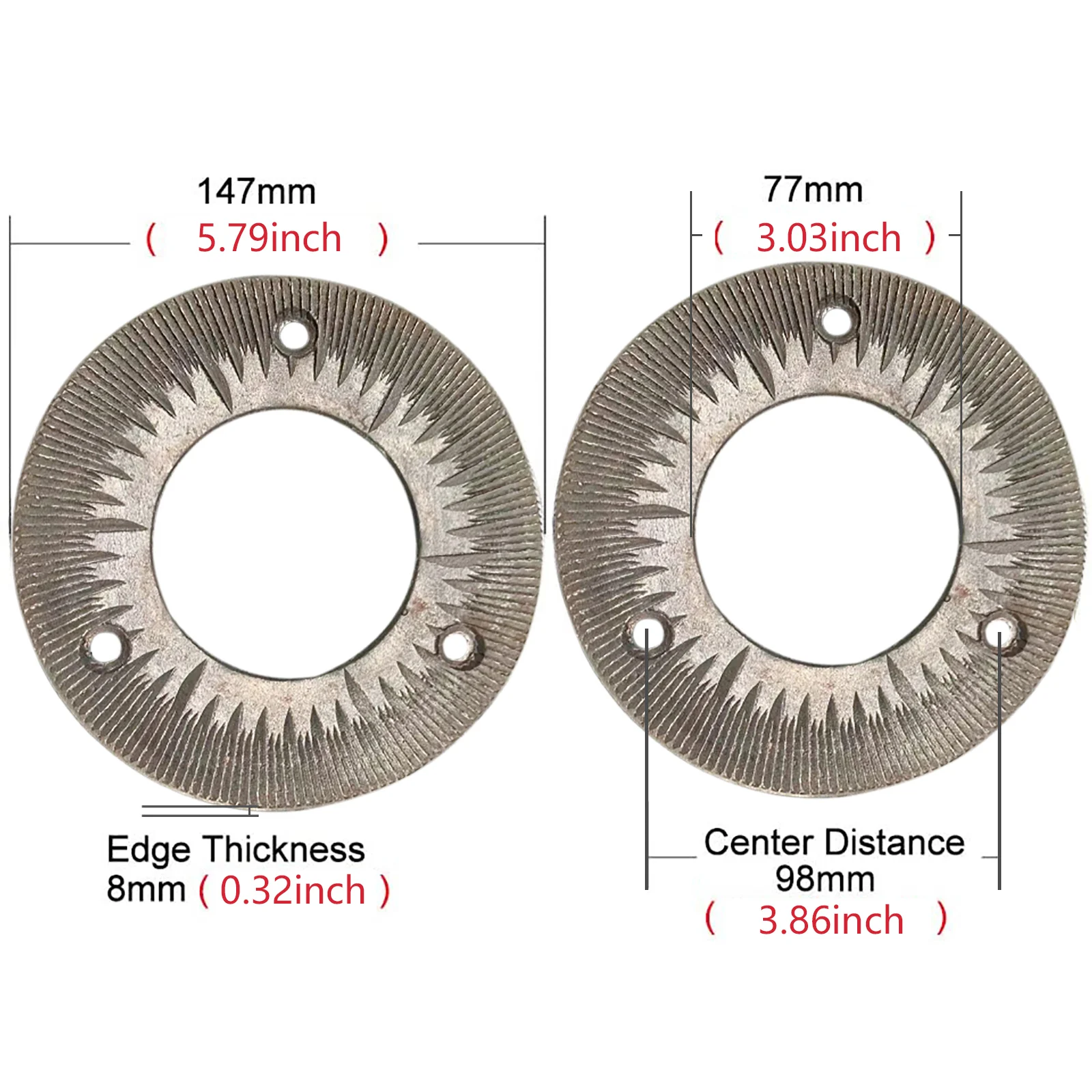 2PCS Grinding Discs Sheets for 3000W Electric Grain Mill Heavy Duty Commercial Grain Grinder Spare Parts