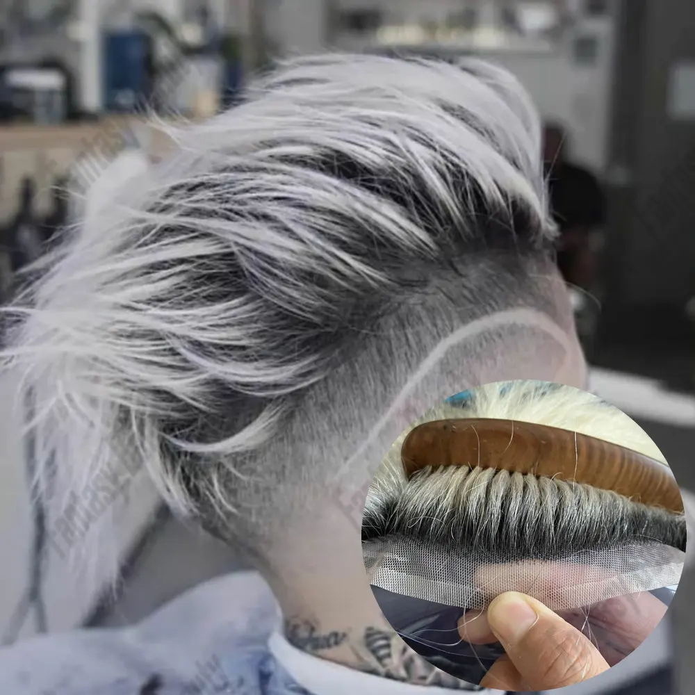 

T Color Full Swiss Lace Male Hair Prosthesis Fashion Men's Capillary Prosthesis Toupee Men Wigs 100%Remy European Human Hair Wig