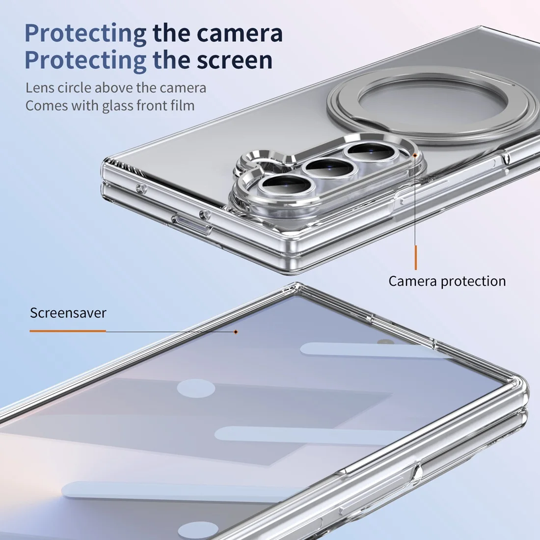 Etui z przezroczystego, magnetycznego, odpornego na wstrząsy materiału, kompatybilne z MagSafe, z osłoną ekranu i podstawką, do Samsung Galaxy Z Fold 7. — zdjęcie produktu 2