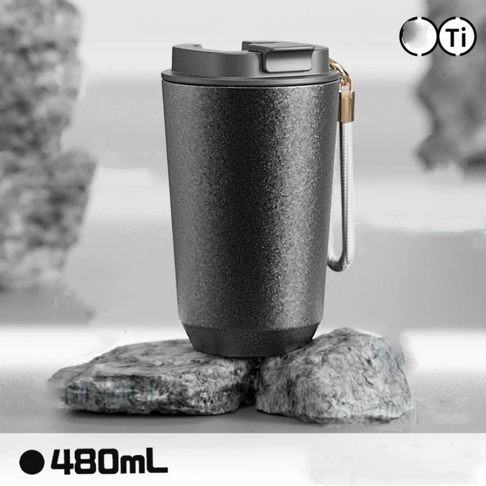 

Многоразовая дорожная кофейная кружка с титановым вкладышем и крышкой, термос с двойными стенками для горячих и холодных напитков, герметичный