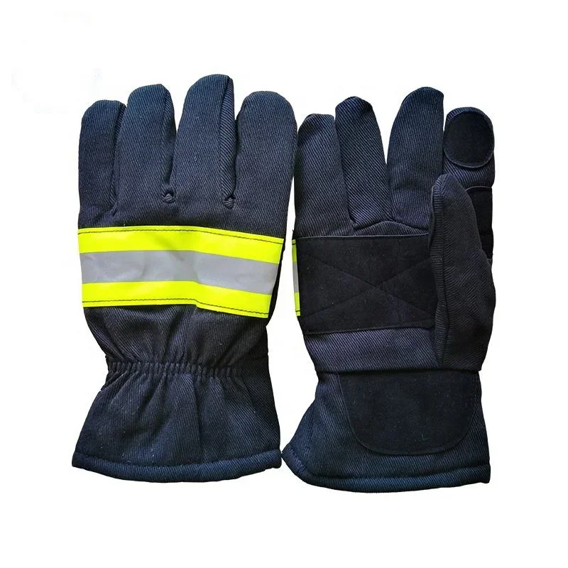 Feuerwehrmann-Handschuhe, verschleißfest, rutschfest, verdickt, feuerfeste Handschuhe, reflektierender Riemen, feuerfeste Handschuhe für Feuerwehrmann, Herren-Glov