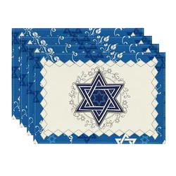 Passover Linen Placemats Kitchen Dining Table Decor Hexagon Jewish Holiday Party Heat Resistant Table Mat Passover Decorations