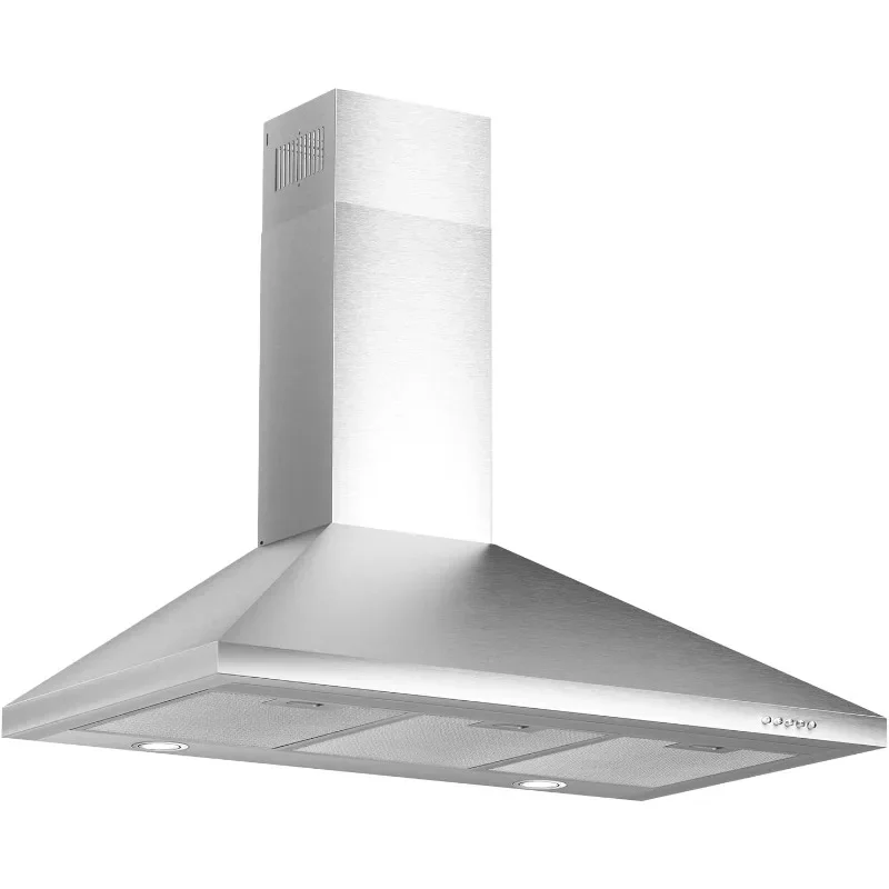 36 Inch Hot Selling Stainless Steel Wall Mount Range Hood Ducted/Ductless Convertible Kitchen Vent Hood with 3 Speed Controls