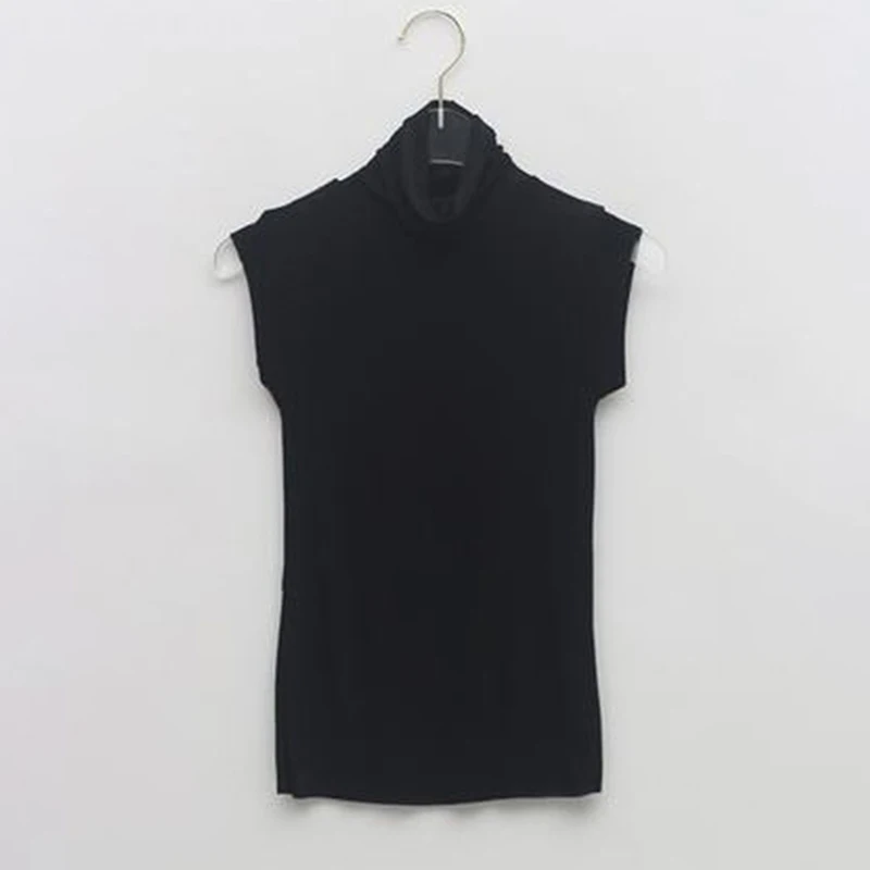 Women Solid Turtleneck Tank Top Korean Style Summer Basic Elastic Slim Camisole Elastic Versatile Sleeveless Vest Y2K Clothes