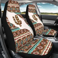 Tribal Cactus Print Car Seat Cover Set Full Set of 2 Auto Front Seat Cushion Pads Vehicle Bucket Seat Protective Cover for Front