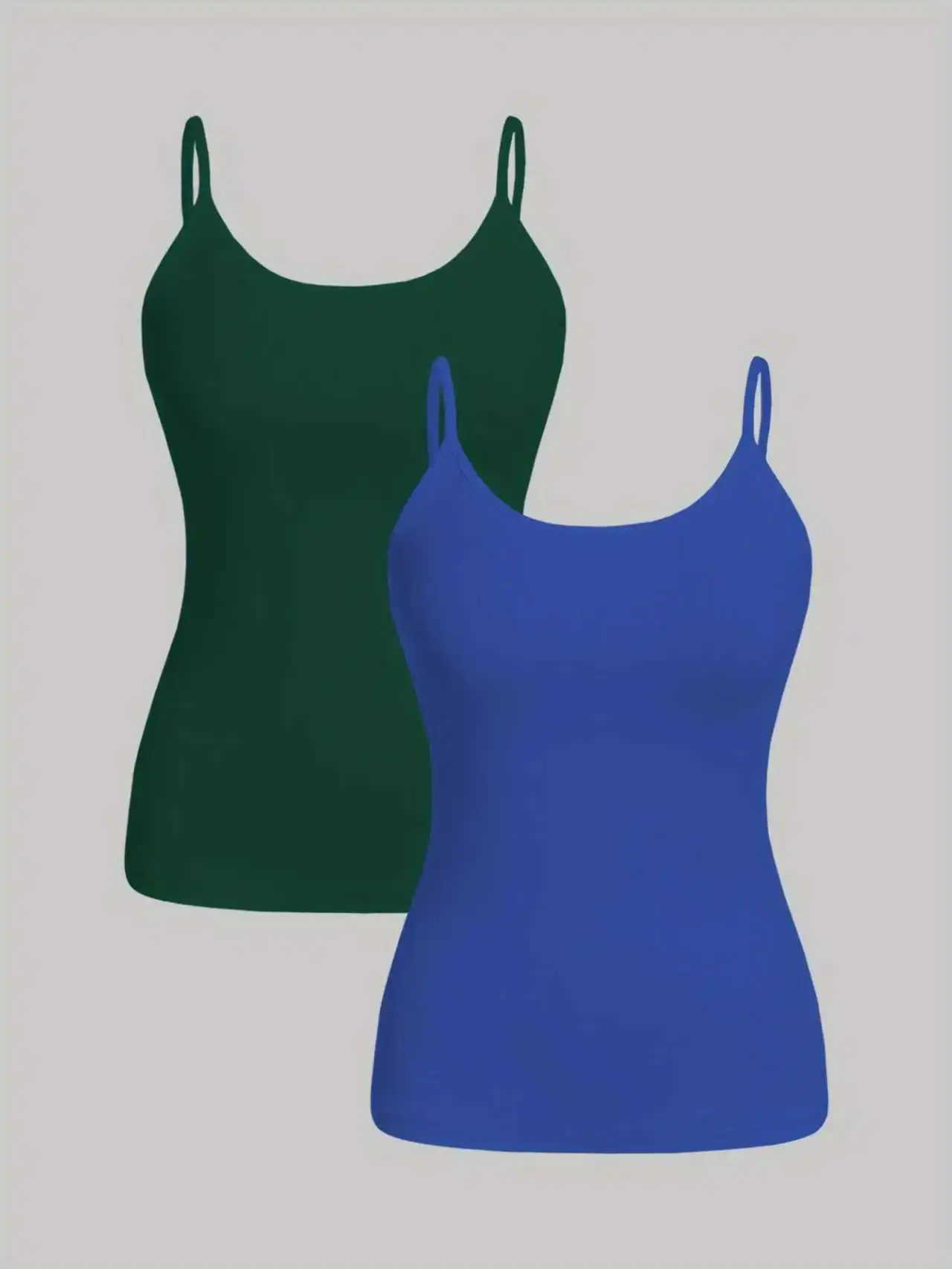 

Plus Size 2 Pack Solid Color Adjustable Spaghetti Strap Fitted Tank Top