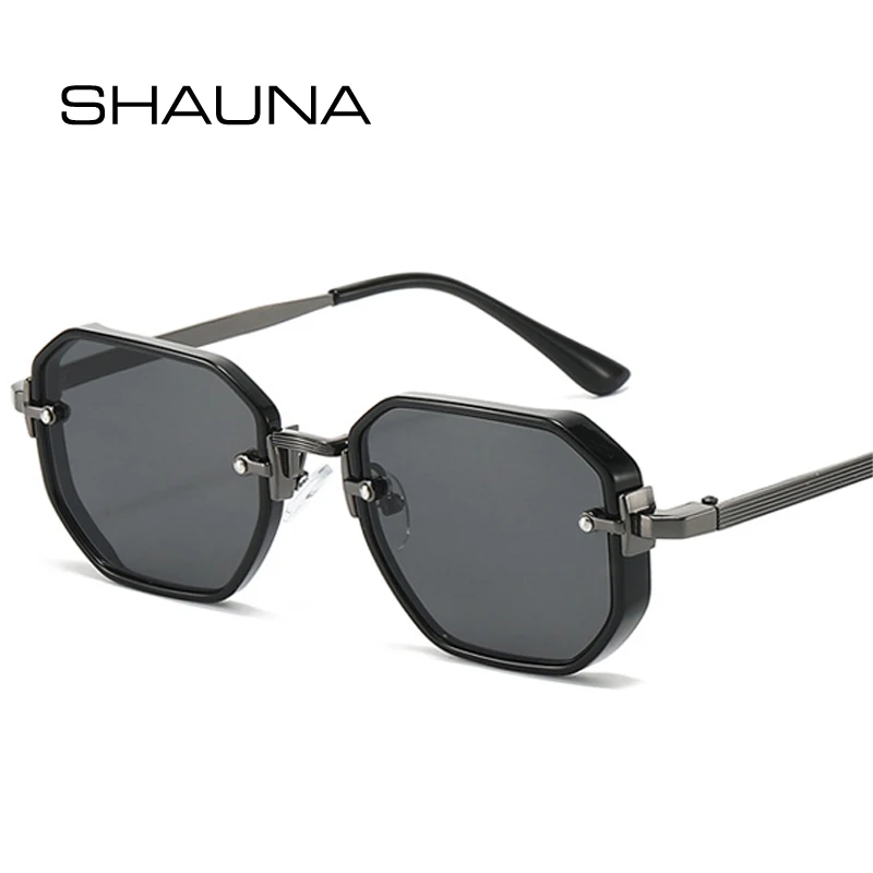 

SHAUNA Retro Polygon Square Women Luxury Sunglasses Fashion Rivets Gradient Shades UV400 Men Trending Sun Glasses