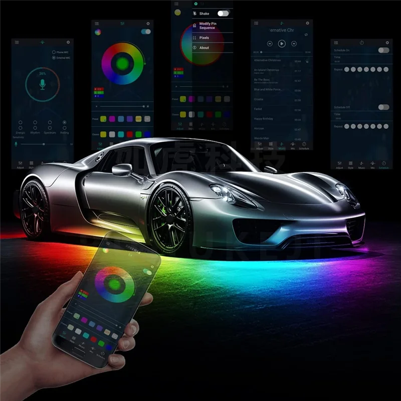 Car Underglow LED Lights, Dream Color Strip Lights with APP Control, Exterior Car Neon Accent Lights Kit