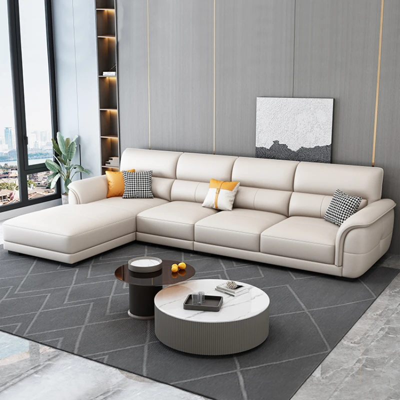 Italian minimalist top layer cowhide sofa small unit corner combination