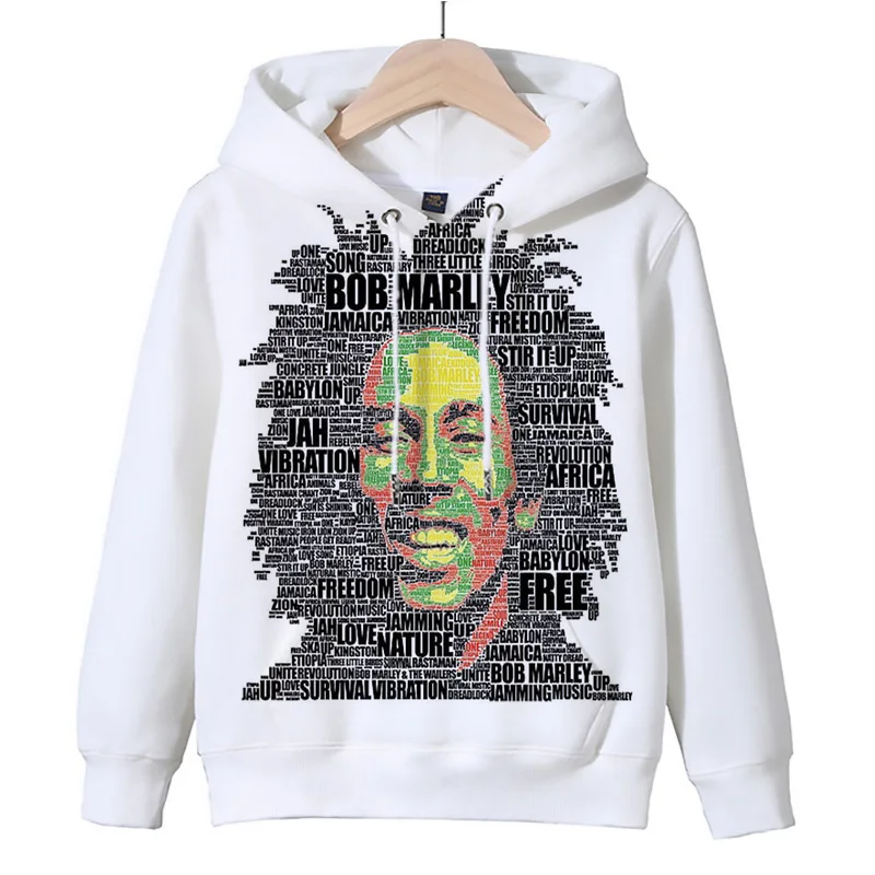 Y2k Rock Singer Bob Marley Reggae Rasta Hip-hop Street Sweatshirt Kids Adults Fun Game Pattern Clothing Hoodie Casual Hoodied