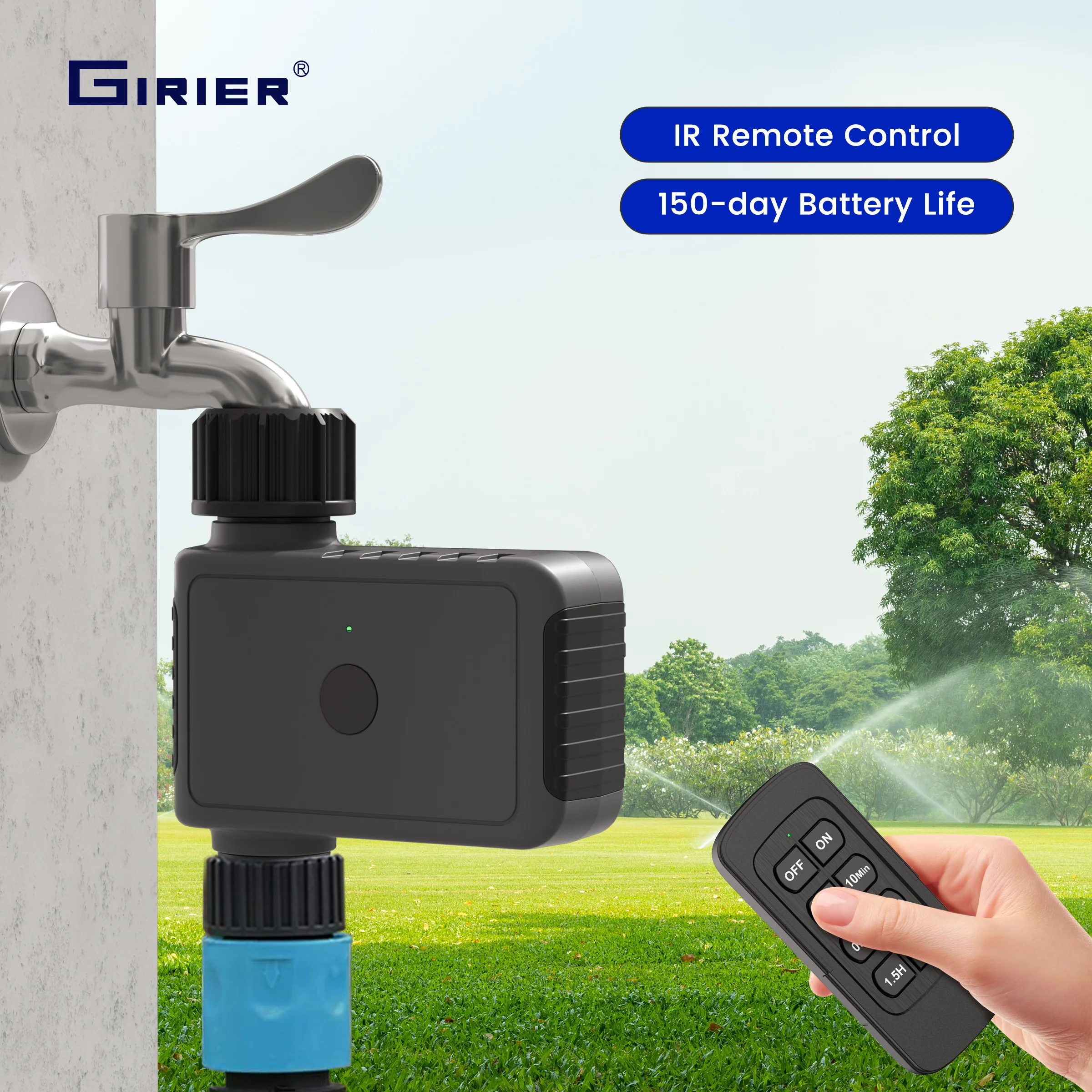 

Popular Hot sell GIRIER Programmable Water Timer Garden/Drip Automatic Irrigation System Sprinkler Controller with IR Remote