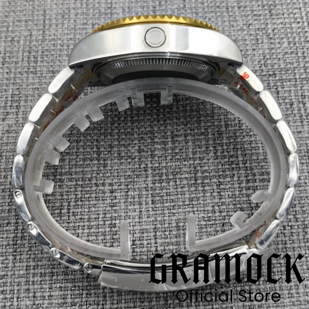 Gramock 44MM NH34 NH35 ETA2824 PT5000 Men's Silver Gold/Rose Gold SEA Homage Watch Case Strap Ceramic Bezel Sapphire Glass Back