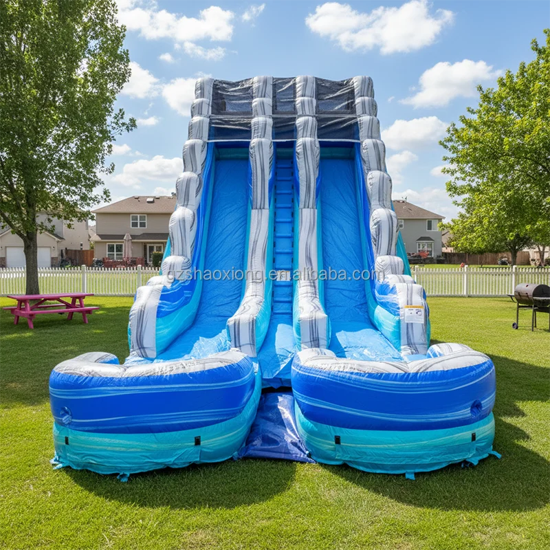 Commercial Outdoor Big Slide Inflatable Double Waterslides Combo With Pool Kids Adults Inflatable Water Slide with Blower