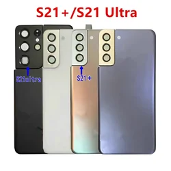 S21Ultra Housing For Samsung Galaxy S21 Ultra Plus Glass Battery Back Cover Repair Replace Door Phone Rear Case + Camera Lens