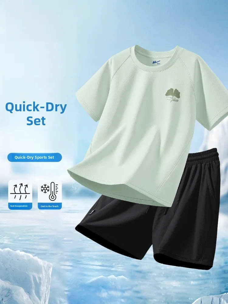 

Men's Qui Dry ort Sve Fitn Suit Summer Sportswear Set Casual orts Polyester Fiber Teenagers' Clothing