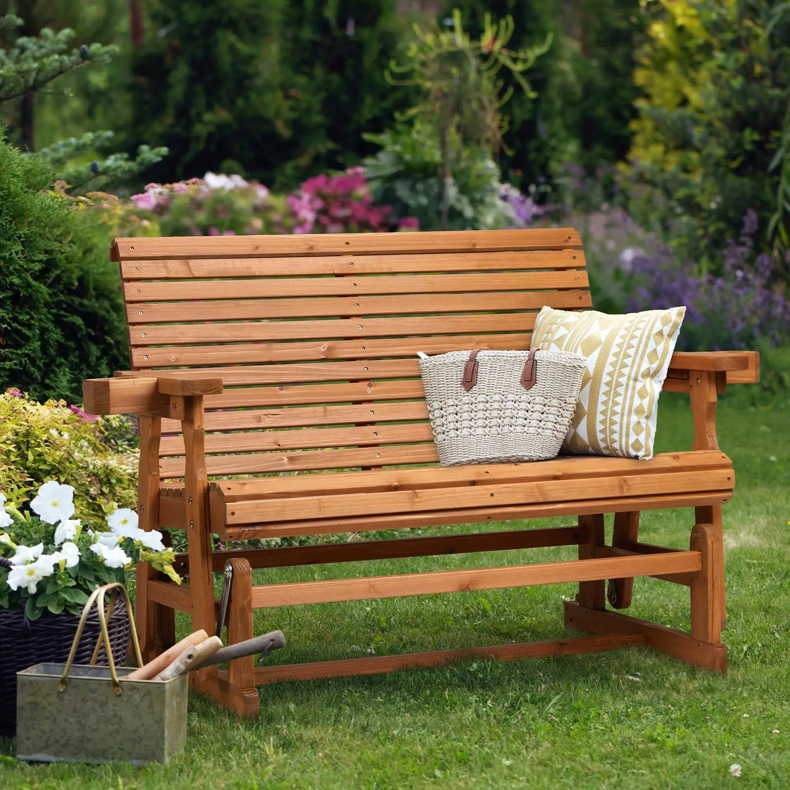 Chaise fœtale de jardin à double dossier horizontal pour la relaxation