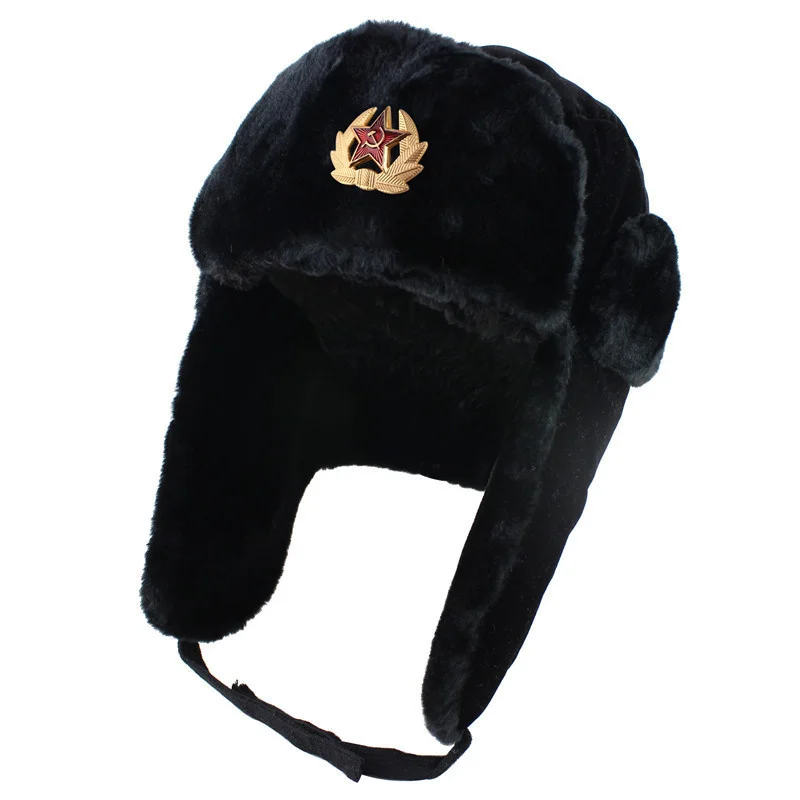 Ushanka-Sombrero de piel ruso para hombre y mujer, gorro de Cazador del ejército soviético, Trooper, orejera, Ushanka, esquimal, bombardero ruso