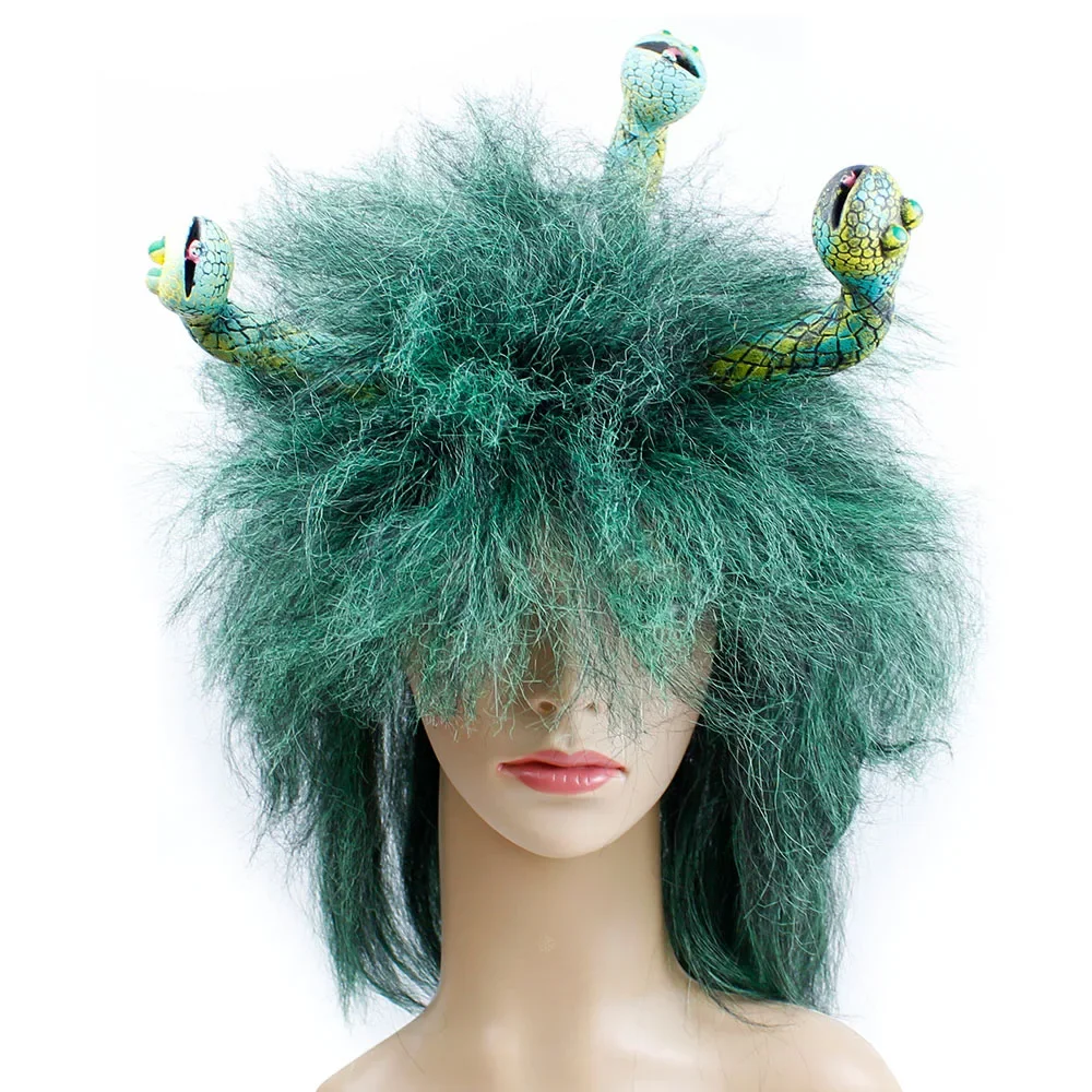 Halloween carnival burning man cosplay costume clasp hair accessory animal stirnband pvc scary medusa snake wig female wigs