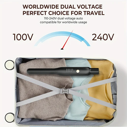 Imagen 2 del producto Mini alisador y rizador de pelo 2 en 1 - Cerámica de calentamiento rápido 140-220 ° C - Plancha plana portátil para peinado de viaje de cabello corto