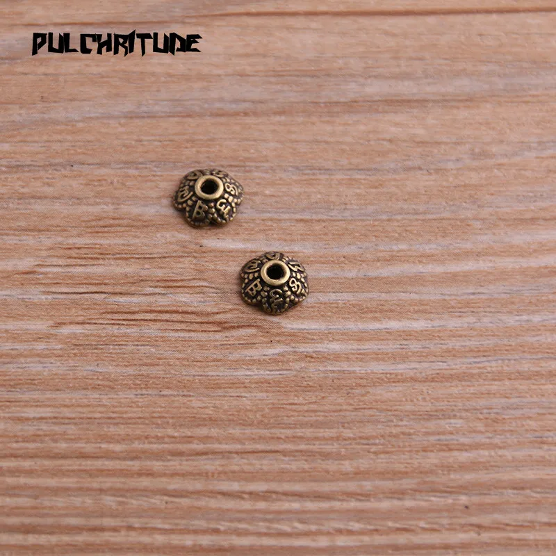 100pcs 3*8*8mm Two Color Bead Caps Charm Hollow Flower Letter Pendants Jewelry Accessories DIY Receptacle Charms