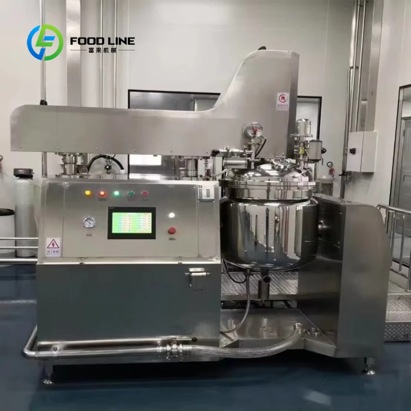Customized Vacuum Emulsifying Mixer Machine With Water Oil Pots System and Hydraulic Lifting for Cosmetic Cream Mixing Tank