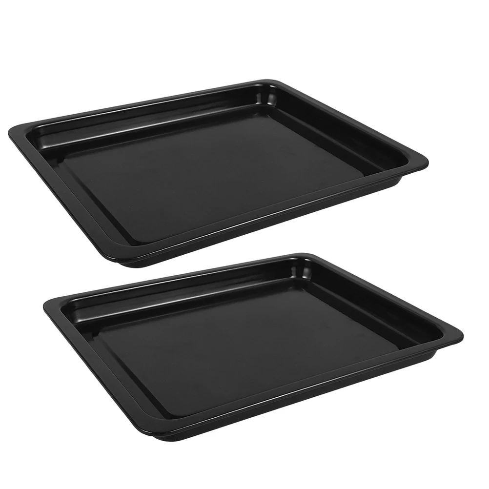 

2pcs Commercial Enamel Baking Tray Set Heavy Duty High Heat Resistance For Bakeries Restaurants Large Scale Baking Oven Tray