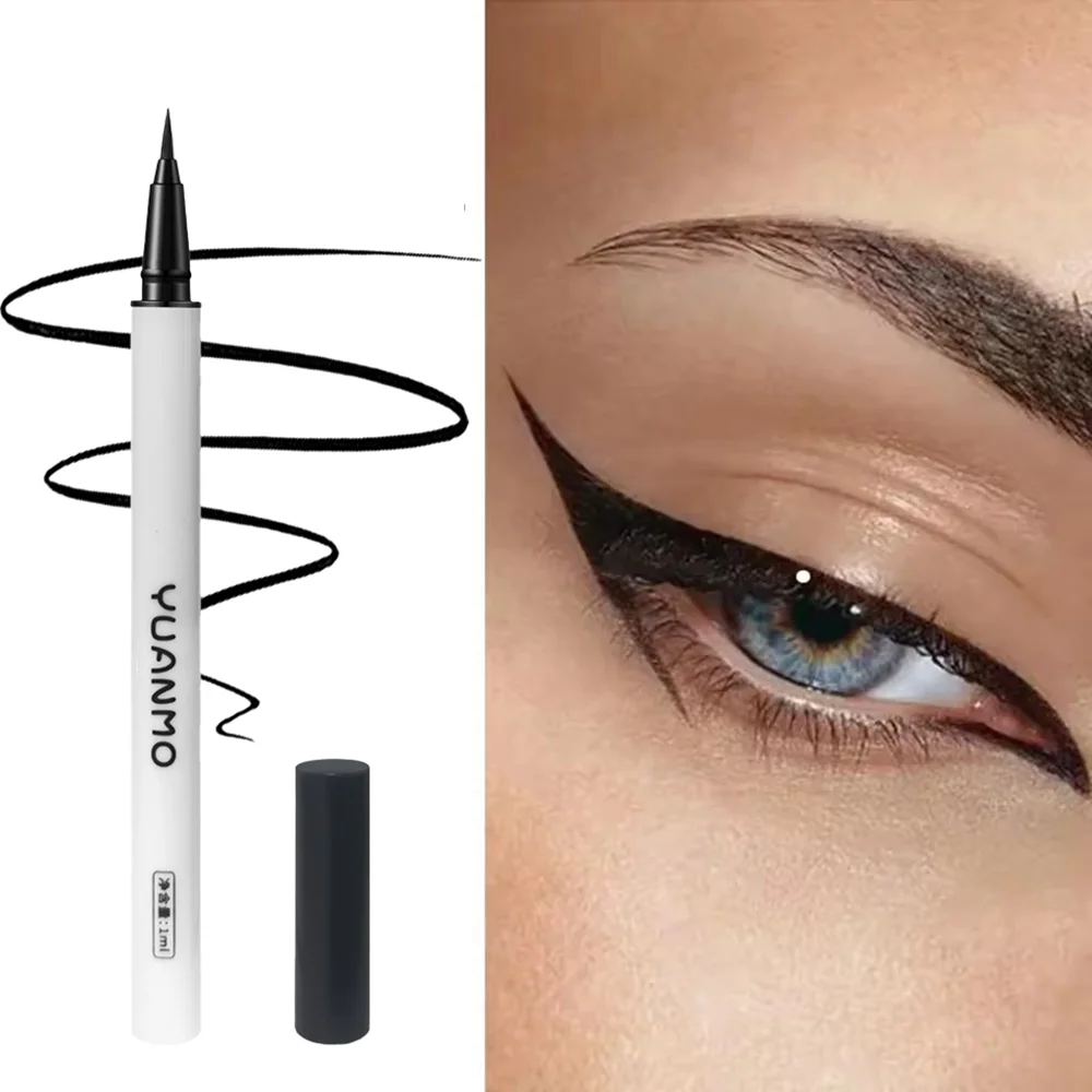 超極細ブラウンリキッドアイライナー – 防水、耐汗、速乾、横たわるカイコペン、長持ち、汚れ防止、ユニセックス