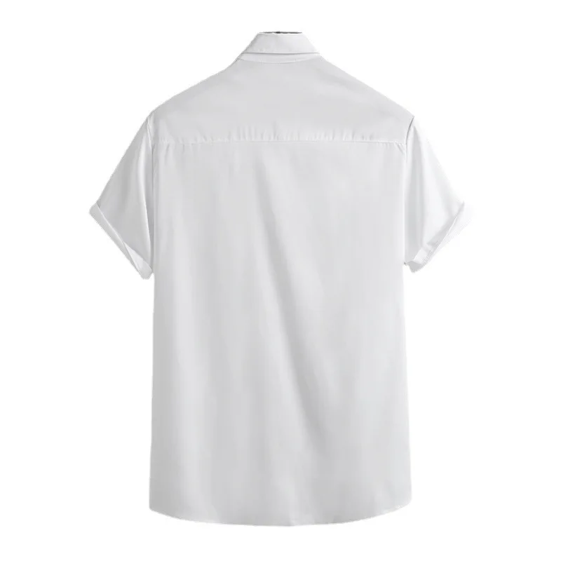 2025 Summer Men's Versatile Fashion Printed Short sleeved Shirt Paired with Chinese Youth Popular Casual Slim Fit Collar Shirt