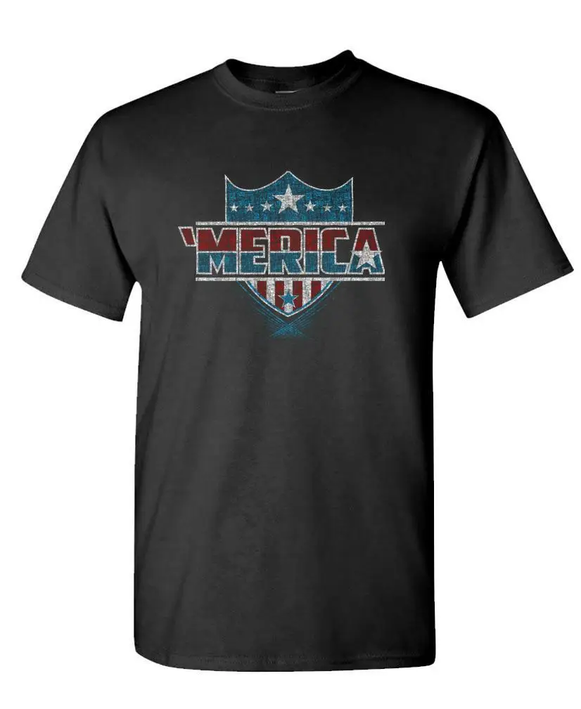 Merica Shield Patriotic - Unisex Cotton T-Shirt Tee Shirt