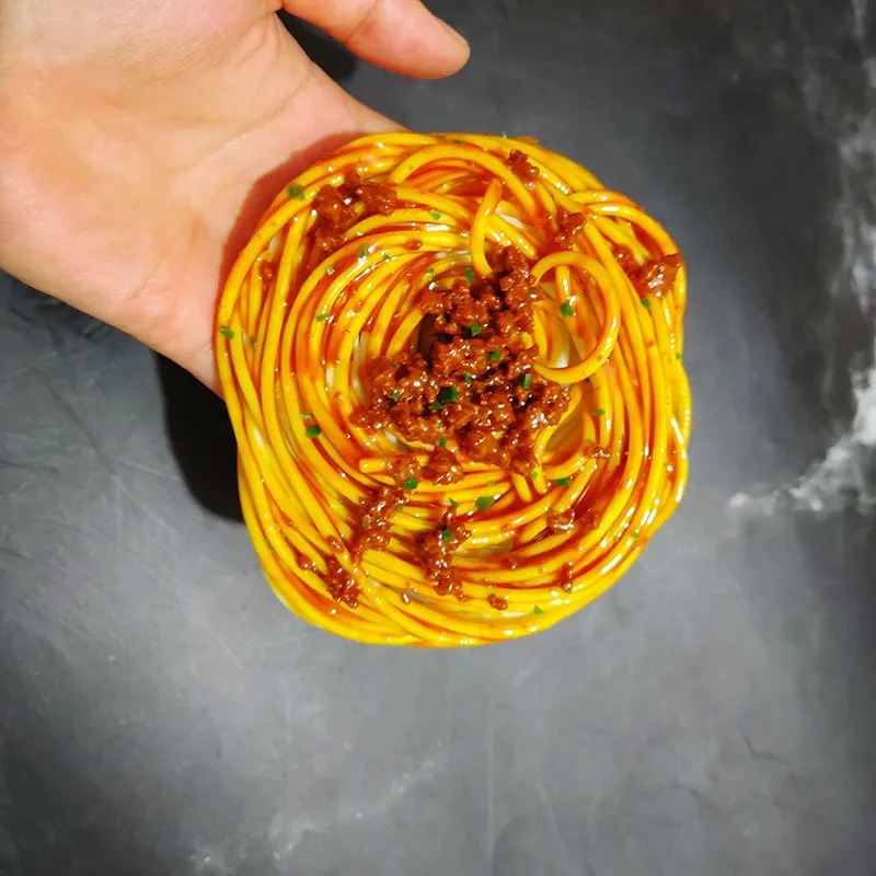 Simulation PVC Fake Noodle Set Kids, Spaghetti Meat Sauce Model with Plate, Kitchen Pretend Toy, Decoration Props, Children Gift