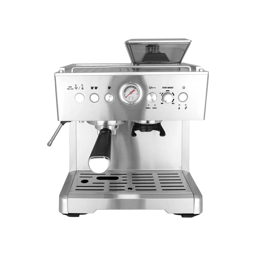 Wholesale Semi Automatic Coffee Maker Stainless Steel Italian Expresso Coffee Machine Maker with Bean Grinding for Household Use