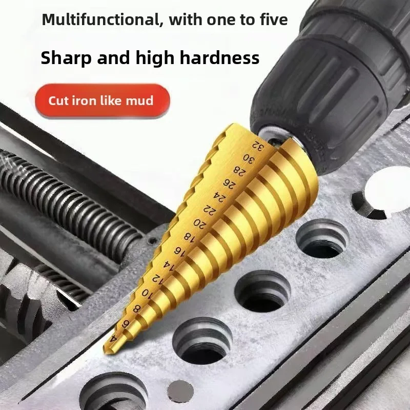 HSS Stufenbohrer 4-12mm 4-20mm 4-32mm Sechskant-Titan-Konuslochfräser Multifunktions-Reibahle für Eisen- und Aluminiumplatten