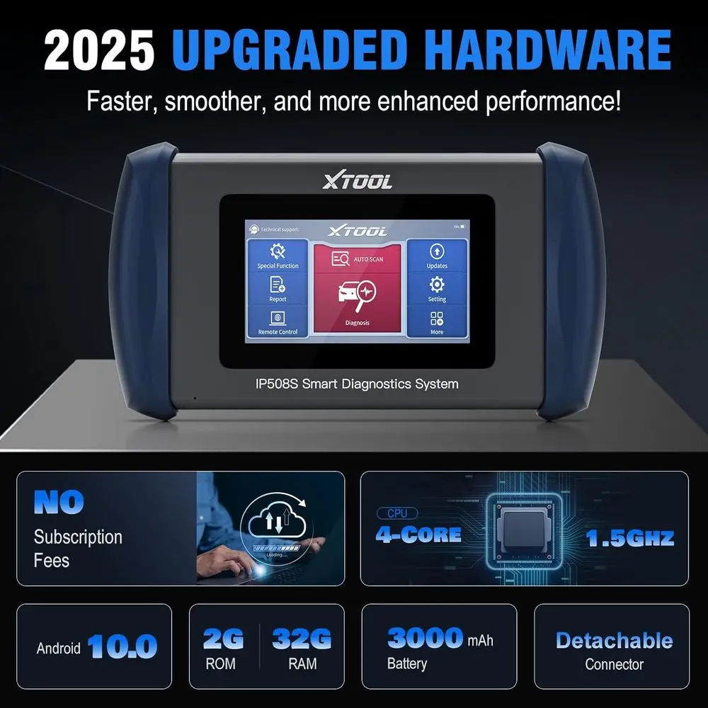 2 Scanner Diagnostic Tool IP508S: Code Reader for Cars & Trucks with 15 Resets, Crank Sensor Relearn, ABS Bleed, CAN FD for GM,