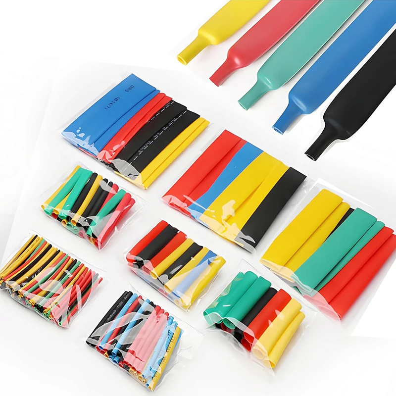 164pcs Heat Shrink Tubing Assortment 5 Colors 8 Sizes Black Red Blue Yellow Green Electrical Wire Cable Wrap Insulation Tube
