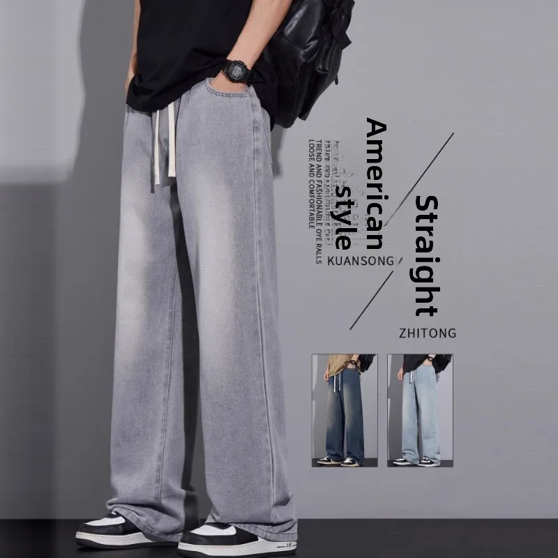 

Свободные широкие джинсы American Sle для мужчин в глаз, повседневные прямые брюки, весенне-осенние модные брендовые джинсы