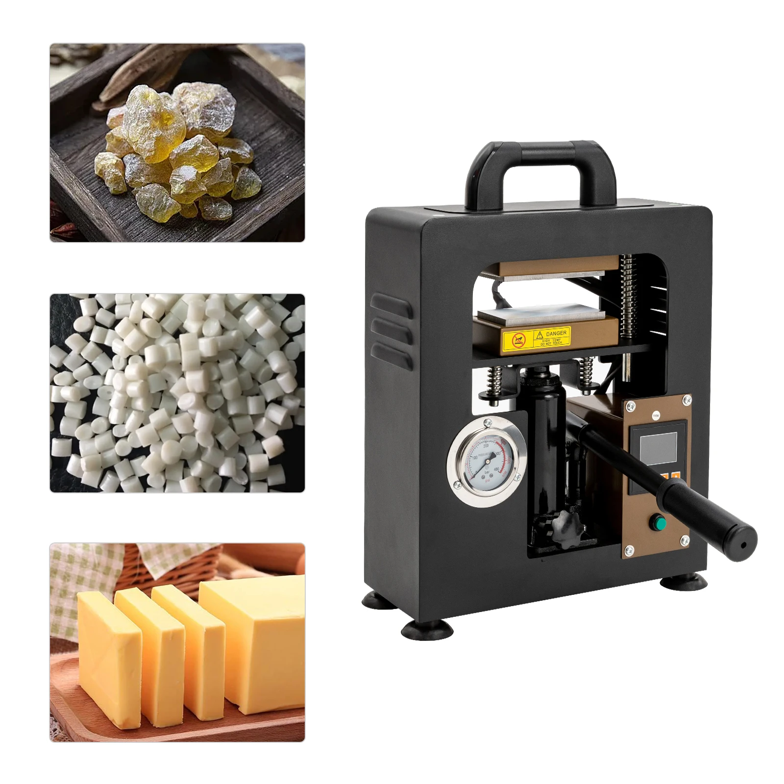 Mesin Tekan Panas Hidrolik 10T dengan Pengukur Tekanan (0-5700 PSI) - Mesin Tekan Panas untuk T-Shirt, Sublimasi & Proyek Kerajinan DIY