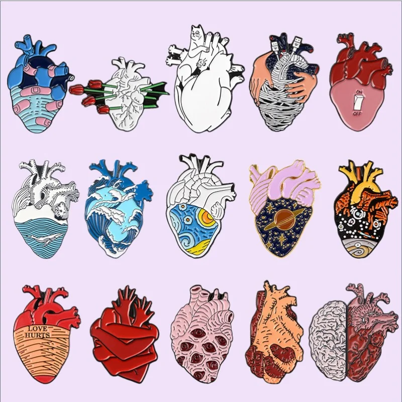 Creative Heart Enamel Pin Anatomical Organ Brooch Backpack Lapel Badge Gifts for medical and doctors students Jewelry Wholesale