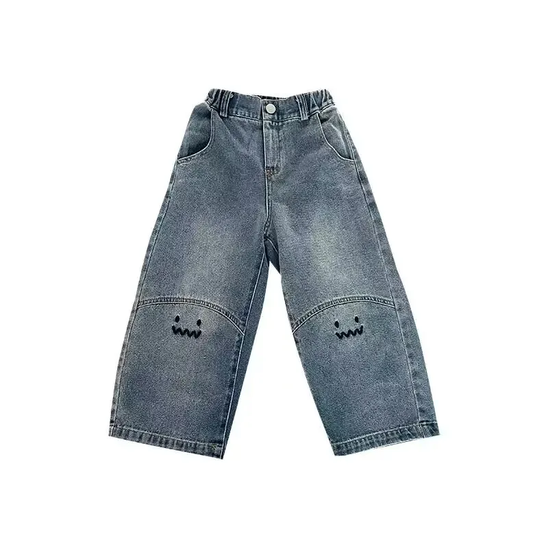 Kids Jeans for Girls Denim Trousers Children Wide Leg Pants Spring Autumn Baby Clothes Teenagers Costumes 3 5 7 9 Y Years