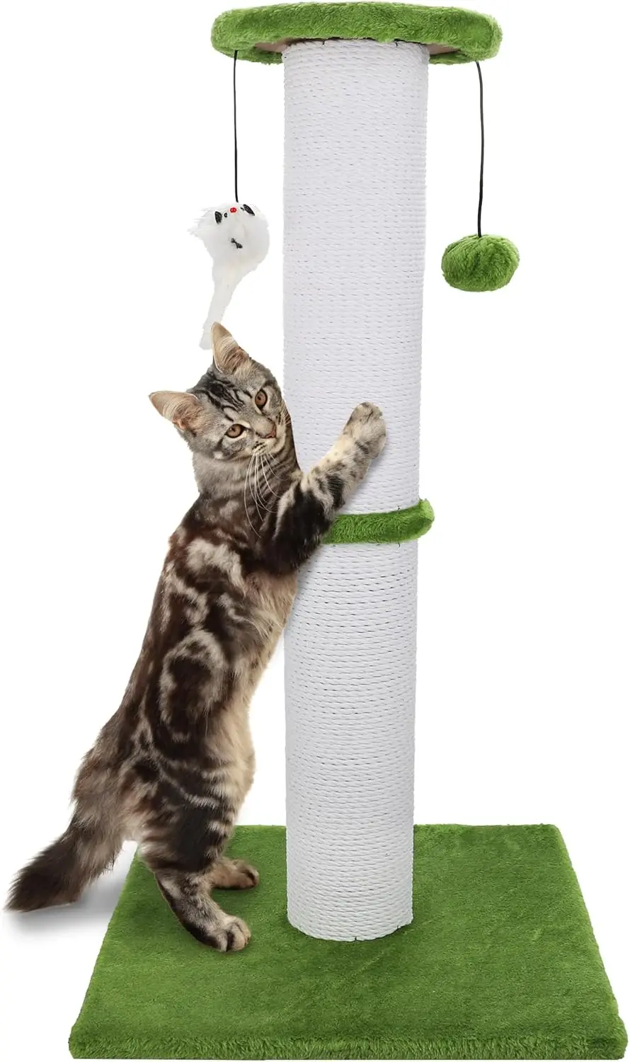 

Cat Scratching Post 34 Inches Heavy Duty and Thicker Cat Scratching Post Sisal Rope with Hanging Ball and Mice Scratchin